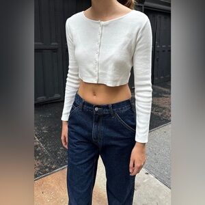 Brandy Melville John Galt Athelia Cropped Cardigan in White One Size Fits